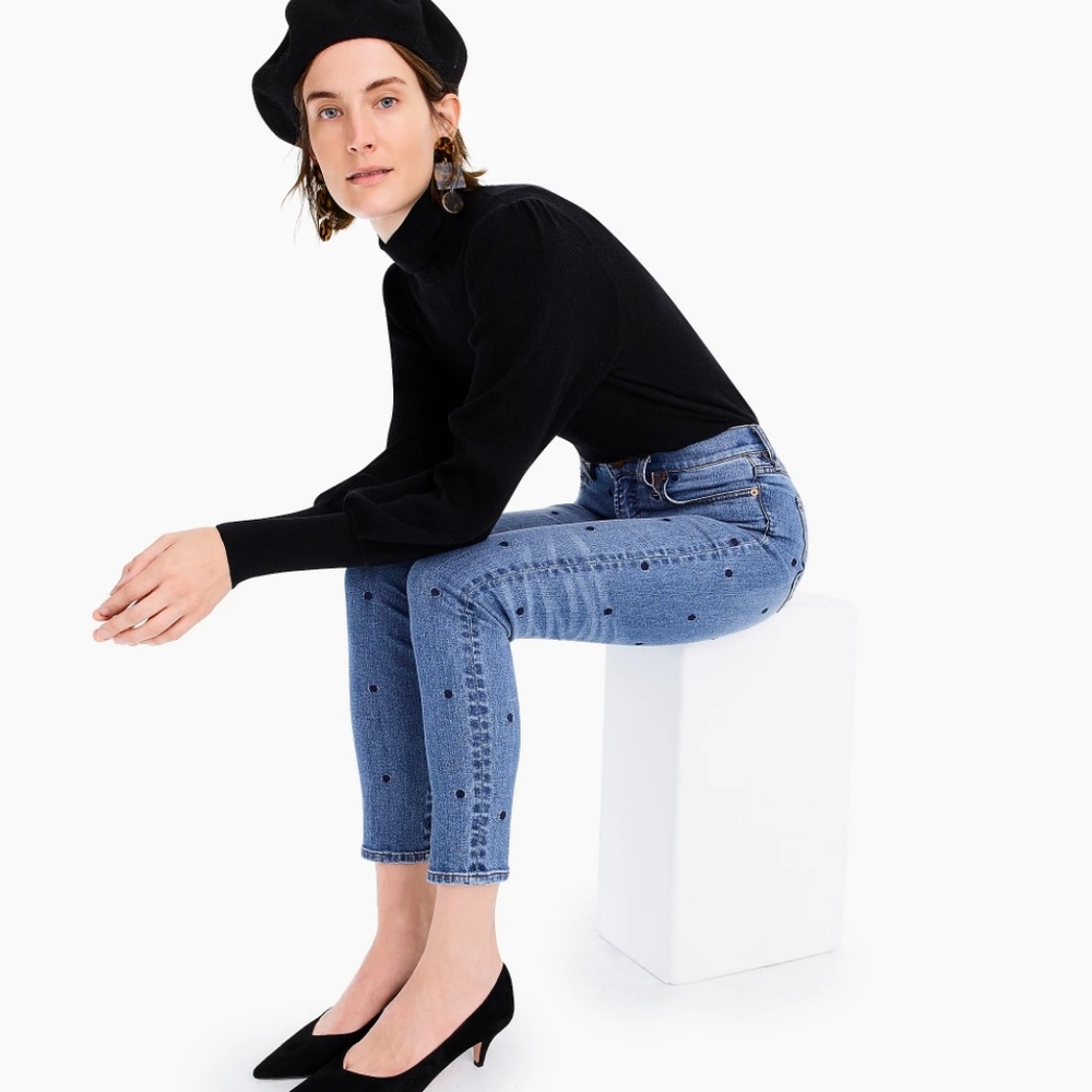 J. Crew 9" High-rise Toothpick Polka Dot Jean 24P